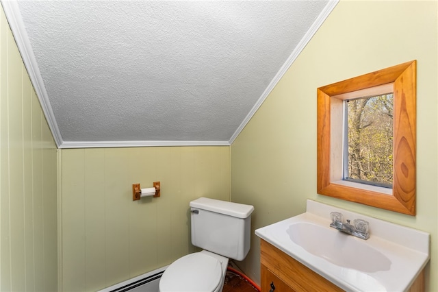 34 Bates Ave, Coventry, RI 02816 - half bathroom featuring a textured ceiling, crown molding, toilet, and vanity