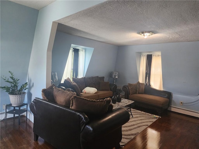 95 Congress Ave, Providence, RI 02907 - living room featuring a textured ceiling, wood finished floors, and baseboard heating