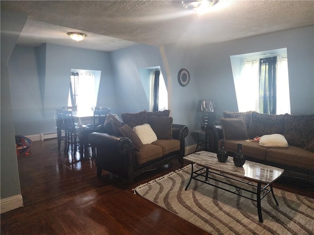 95 Congress Ave, Providence, RI 02907 - living room featuring a textured ceiling, wood finished floors, and baseboards