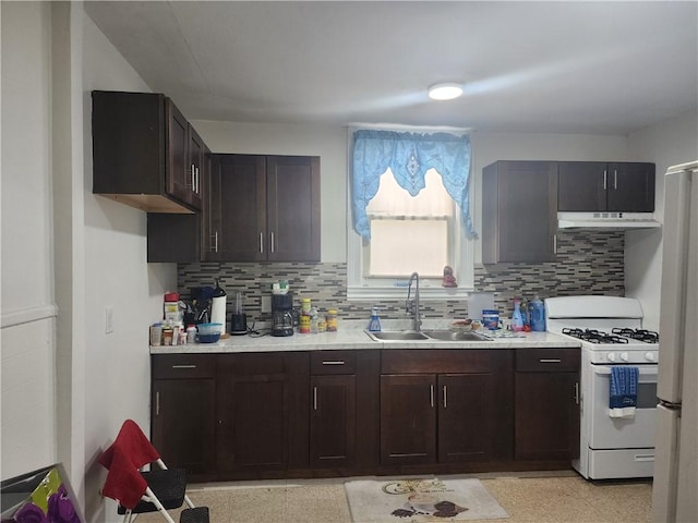 95 Congress Ave, Providence, RI 02907 - kitchen with white appliances, a sink, light countertops, and tasteful backsplash