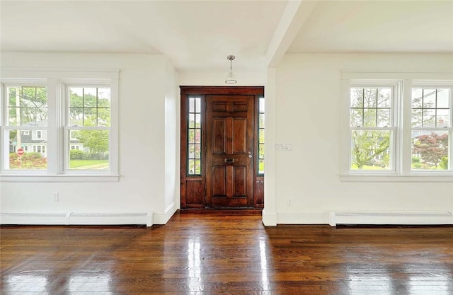 77 Glen Ave, Cranston, RI 02905 - foyer entrance featuring a baseboard heating unit, hardwood / wood-style flooring, and baseboards