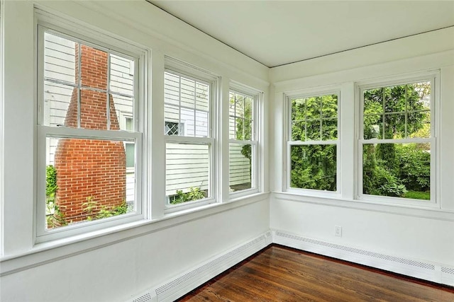 77 Glen Ave, Cranston, RI 02905 - unfurnished sunroom with plenty of natural light, wood finished floors, baseboards, and baseboard heating