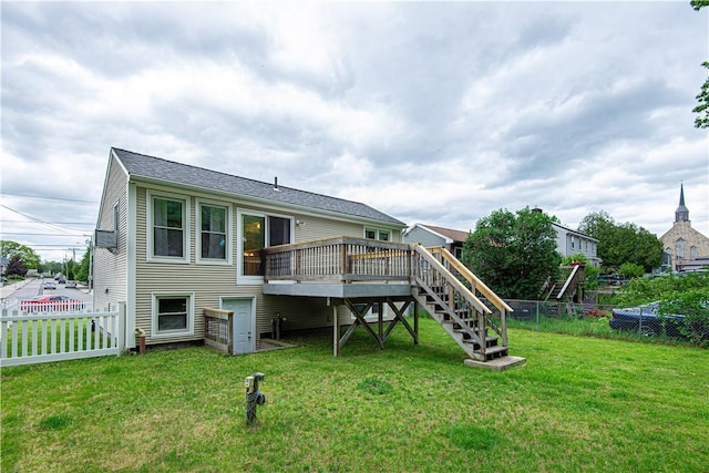 417 Privilege St, Woonsocket, RI 02895 - back of property featuring a deck and stairs