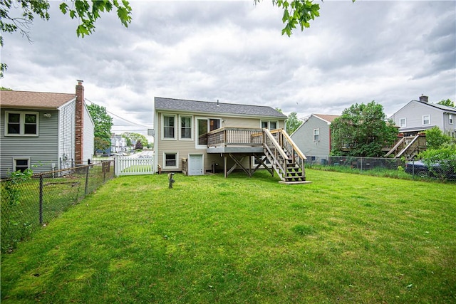 417 Privilege St, Woonsocket, RI 02895 - back of property with stairs and a wooden deck