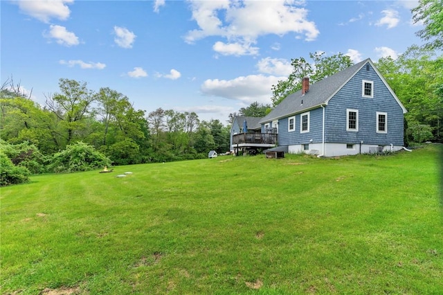 223 Chopmist Hill Rd, Glocester, RI 02814 - view of green lawn featuring a deck