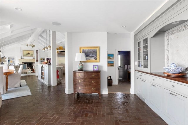 61 Baileys Ledge Rd, Little Compton, RI 02837 - hallway featuring brick floors, baseboards, and recessed lighting
