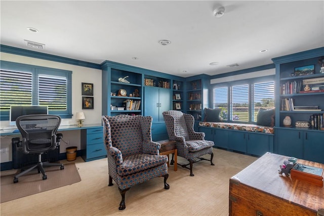 61 Baileys Ledge Rd, Little Compton, RI 02837 - office space featuring ornamental molding and built in study area