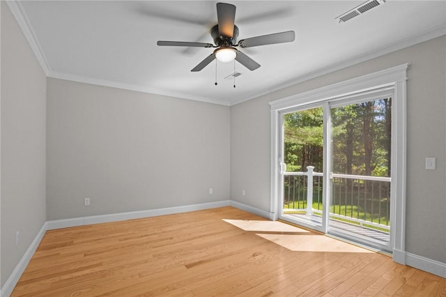 888 Plainfield Pike, Coventry, RI 02827 - unfurnished room featuring crown molding, light wood finished floors, ceiling fan, and baseboards