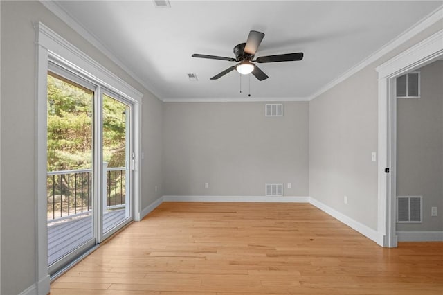 888 Plainfield Pike, Coventry, RI 02827 - spare room featuring light wood-style floors, ceiling fan, ornamental molding, and baseboards