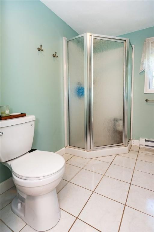 45 Nichols Rd, North Kingstown, RI 02852 - full bath featuring tile patterned flooring, a stall shower, toilet, and baseboards