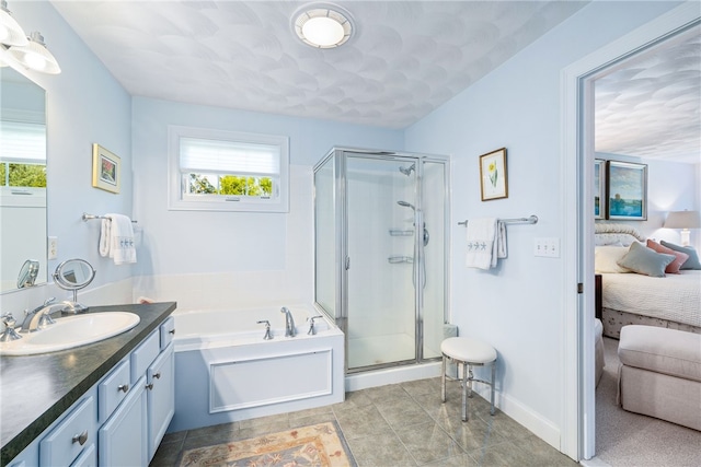 83 Preservation Way S, Kingstown, RI 02879 - full bathroom featuring connected bathroom, a stall shower, vanity, a bath, and baseboards