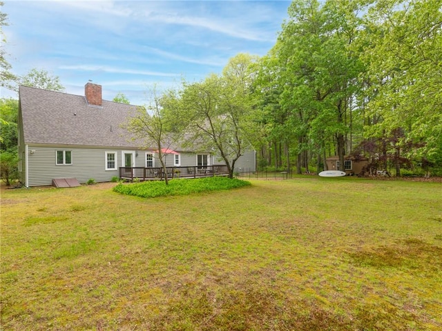 12 Rustic Acres Dr, Glocester, RI 02814 - view of grassy yard with a wooden deck