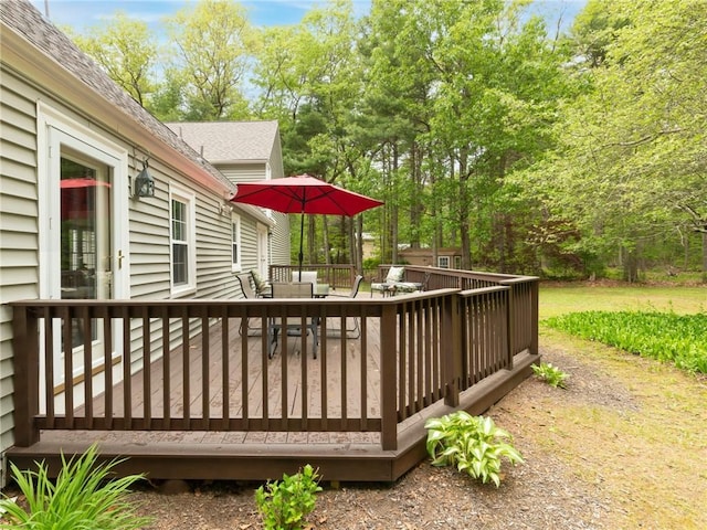 12 Rustic Acres Dr, Glocester, RI 02814 - wooden terrace featuring outdoor dining space
