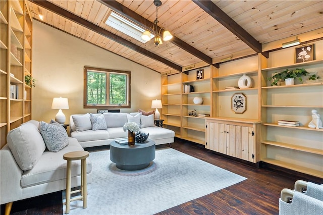 310 Old Coach Rd, Charlestown, RI 02813 - living area with wood ceiling and dark wood-style flooring