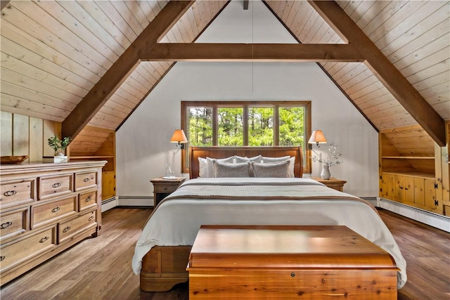 310 Old Coach Rd, Charlestown, RI 02813 - bedroom featuring wooden ceiling, wood finished floors, and a baseboard radiator