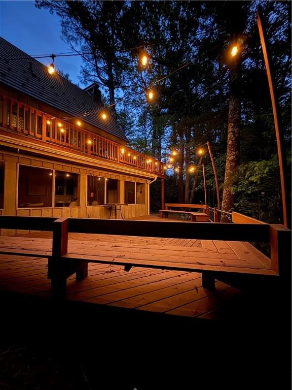 310 Old Coach Rd, Charlestown, RI 02813 - wooden deck featuring a jacuzzi