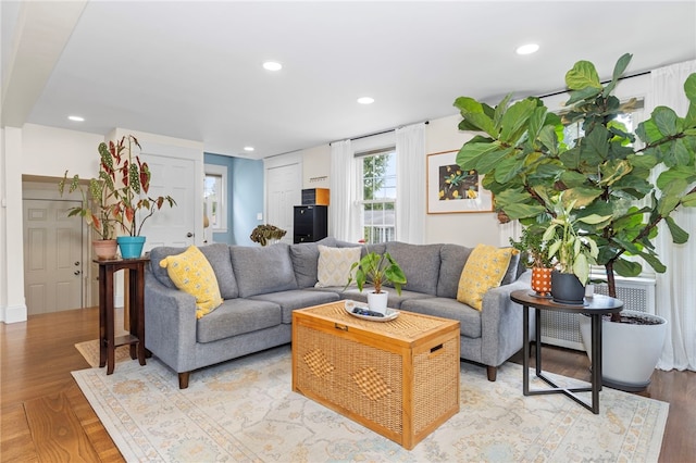 405 Eaton St, Providence, RI 02908 - living room featuring light wood-type flooring and recessed lighting