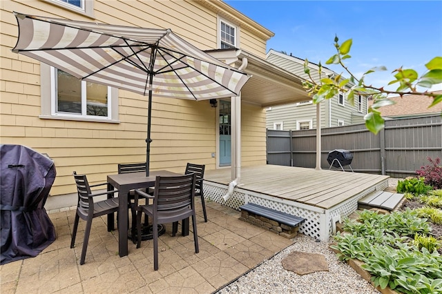 405 Eaton St, Providence, RI 02908 - view of patio / terrace featuring a wooden deck, outdoor dining area, and area for grilling