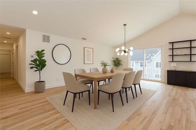 68 Orchard Ave, Johnston, RI 02919 - dining space with light wood-style floors, lofted ceiling, a chandelier, baseboards, and recessed lighting