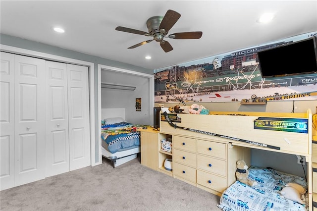95 George Arden Ave, Warwick, RI 02886 - carpeted bedroom with recessed lighting, a ceiling fan, and two closets