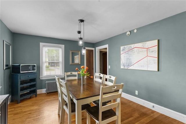 95 George Arden Ave, Warwick, RI 02886 - dining room featuring radiator, light wood-type flooring, and baseboards
