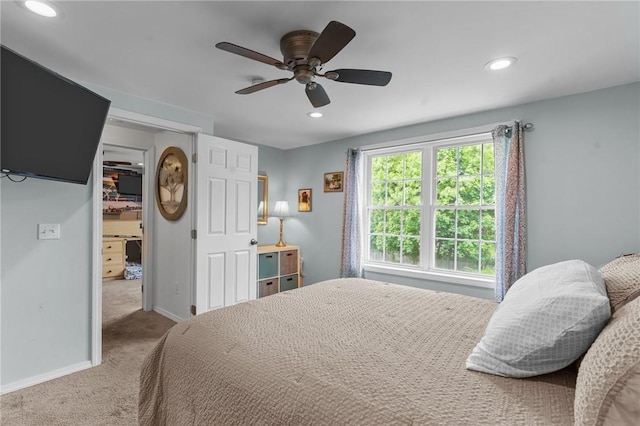 95 George Arden Ave, Warwick, RI 02886 - carpeted bedroom with recessed lighting, baseboards, a ceiling fan, and a walk in closet