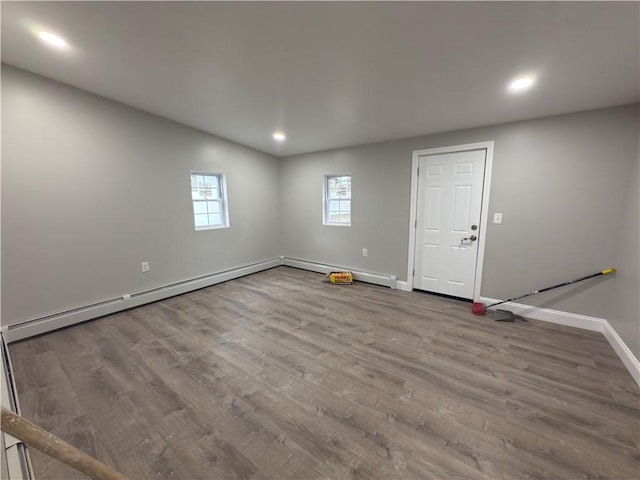 103 Pleasent St, Woonsocket, RI 02895 - empty room featuring baseboards, wood finished floors, and recessed lighting