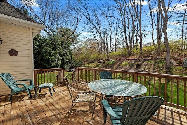 32 Trolley Ln, Westerly, RI 02891 - wooden terrace featuring outdoor dining area