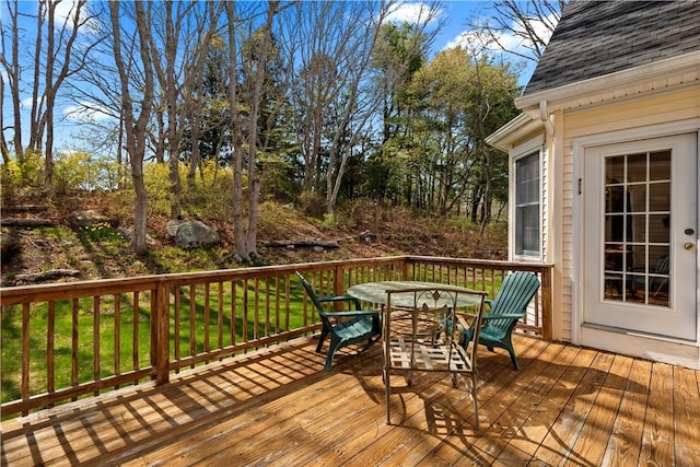 32 Trolley Ln, Westerly, RI 02891 - wooden deck featuring outdoor dining space