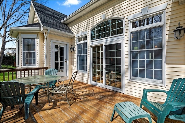32 Trolley Ln, Westerly, RI 02891 - wooden terrace featuring outdoor dining area