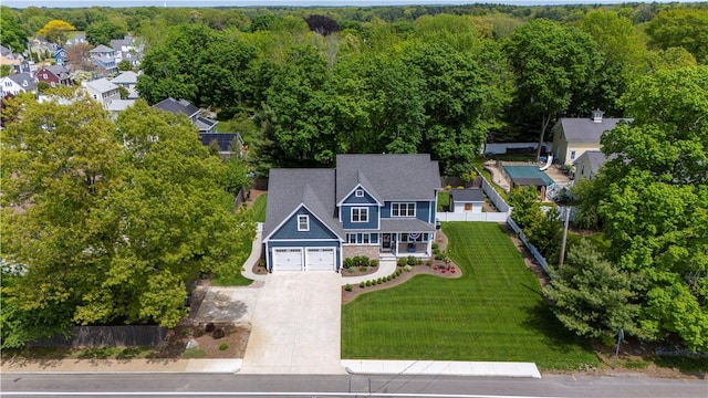 360 Pleasant St, East Providence, RI 02916 - aerial view of residential area featuring a heavily wooded area