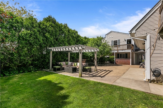 30 First School St, Bristol, RI 02809 - view of green lawn featuring a pergola, an outdoor living space, and a patio area