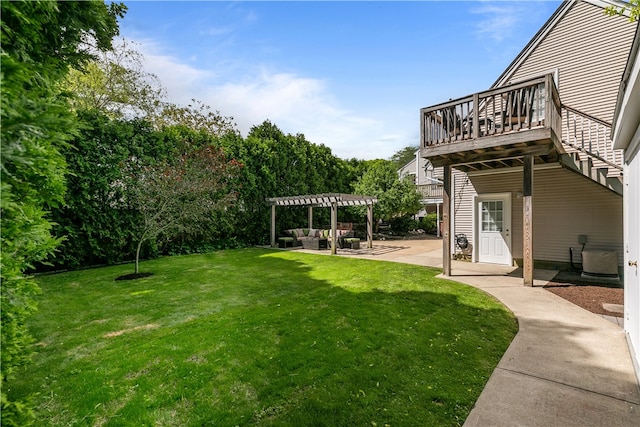 30 First School St, Bristol, RI 02809 - view of green lawn featuring a pergola, a patio, and a wooden deck