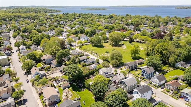 30 First School St, Bristol, RI 02809 - aerial perspective of suburban area featuring a nearby body of water