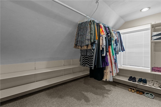 30 First School St, Bristol, RI 02809 - walk in closet featuring vaulted ceiling and carpet flooring