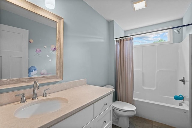 4 Overlook Cir, Coventry, RI 02816 - full bathroom featuring vanity, toilet, shower / tub combo with curtain, and tile patterned floors