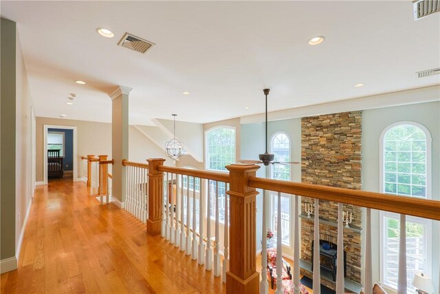 51 Reservoir Rd, Cumberland, RI 02864 - hall featuring plenty of natural light, recessed lighting, light wood-type flooring, and baseboards