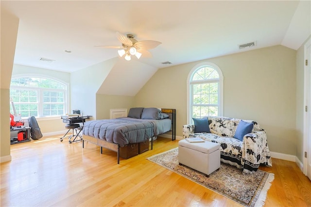 51 Reservoir Rd, Cumberland, RI 02864 - bedroom with vaulted ceiling, light wood finished floors, ceiling fan, and baseboards