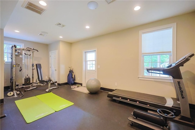 51 Reservoir Rd, Cumberland, RI 02864 - exercise area with healthy amount of natural light, baseboards, and recessed lighting