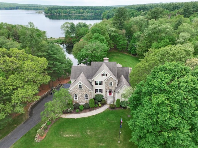 51 Reservoir Rd, Cumberland, RI 02864 - view from above of property with a nearby body of water and a heavily wooded area