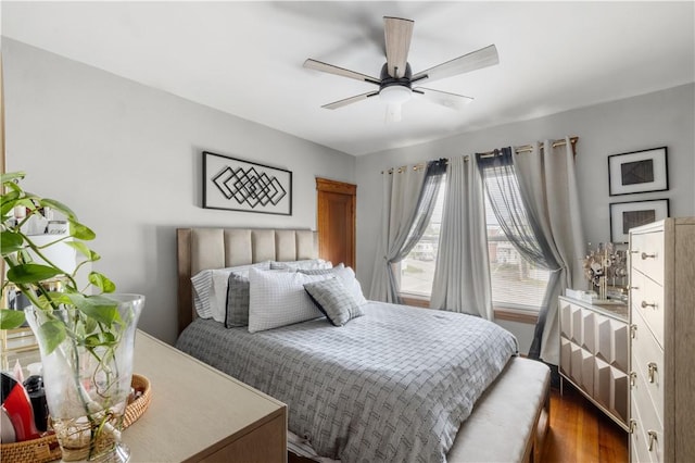 93 Pleasant St, Cranston, RI 02910 - bedroom featuring dark wood-style floors and ceiling fan