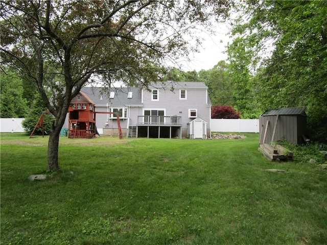 524 Middle Rd, East Greenwich, RI 02818 - back of house featuring a playground and a deck