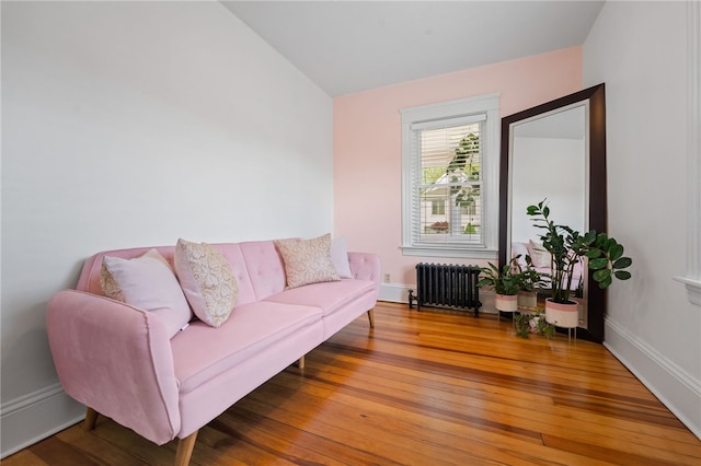 39 Sampson Ave, North Providence, RI 02911 - living room with radiator, wood finished floors, and baseboards