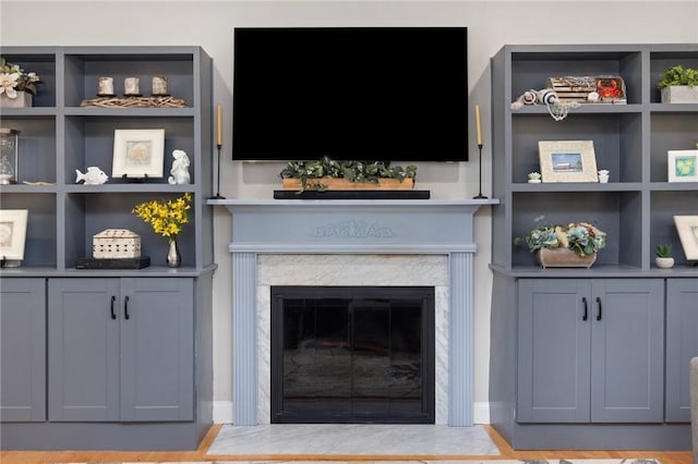 114 Teaberry Dr, Tiverton, RI 02878 - living area with a glass covered fireplace
