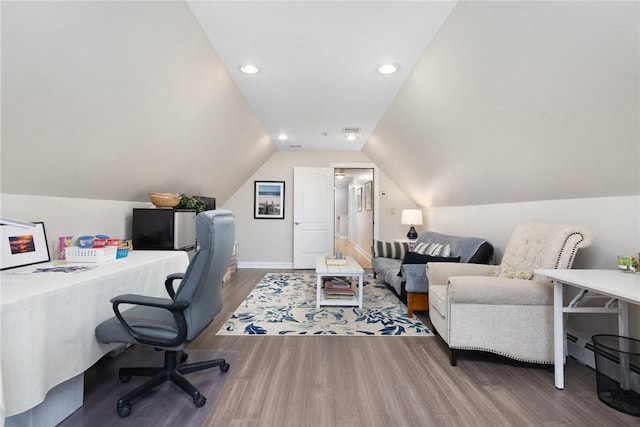 114 Teaberry Dr, Tiverton, RI 02878 - office with wood finished floors, lofted ceiling, recessed lighting, and baseboards