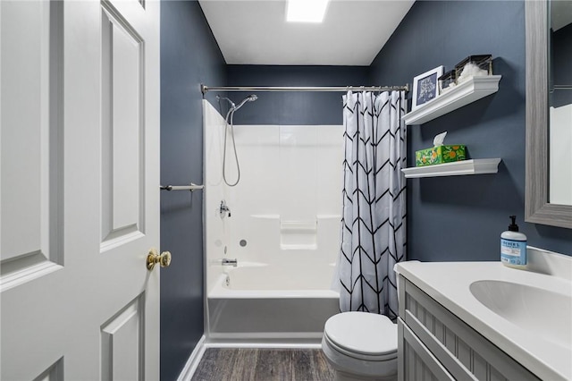 299 S Christopher Ave, Tiverton, RI 02878 - bathroom featuring wood finished floors, toilet, shower / tub combo, and vanity