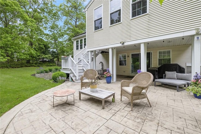 299 S Christopher Ave, Tiverton, RI 02878 - view of patio featuring stairway and an outdoor hangout area