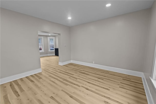 1413 Broad St, Providence, RI 02905 - empty room with baseboards, recessed lighting, and light wood-style flooring