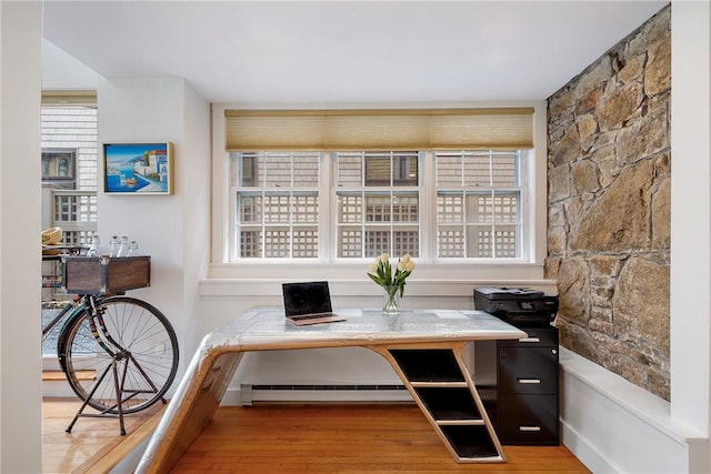 75 Pelham St Unit A, Newport, RI 02840 - office with a baseboard heating unit and wood finished floors