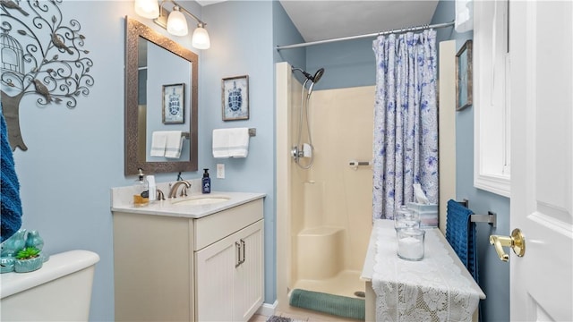 605 Gardner Rd, Exeter, RI 02822 - bathroom featuring toilet, vanity, and a shower with curtain